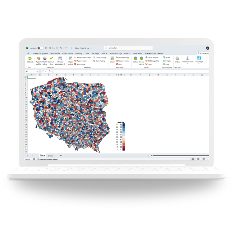 Bubble chart on a map in Excel